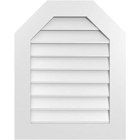 Ekena Millwork Octagonal Top Surface Mount PVC Gable Vent w/ 3-1/2"W x 1"P Standard Frame, 24"W x 30"H GVPOT24X3001SN